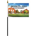 6" x 9" Single Reverse Polyester Stick Flags Logo Imprinted