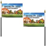 Logo Imprinted 6" x 9" Double Sided Polyester Stick Flag