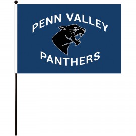 12"x 18" Single Reverse Polyester Stick Flags Logo Imprinted