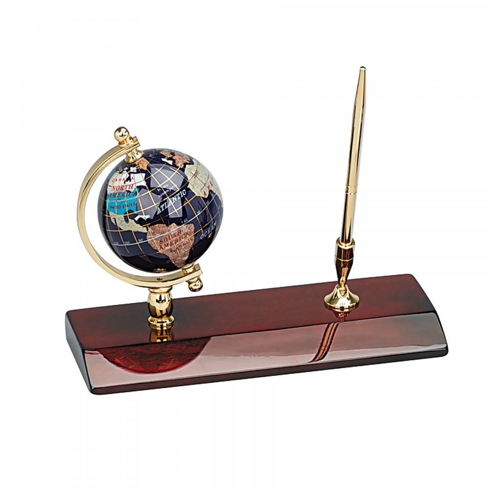 Laser-etched 3" Gemstone Globe w/Pen Laser-etched 3" Gemstone Globe w/Pen
