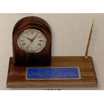 Walnut Desk Set w/ Arch Clock & Pen Laser-etched