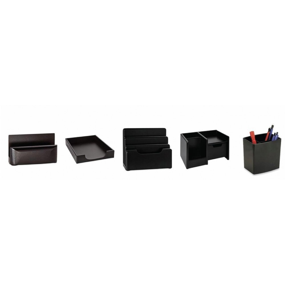 5 Pieces Black Desktop Set Laser-etched