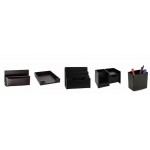 5 Pieces Black Desktop Set Laser-etched