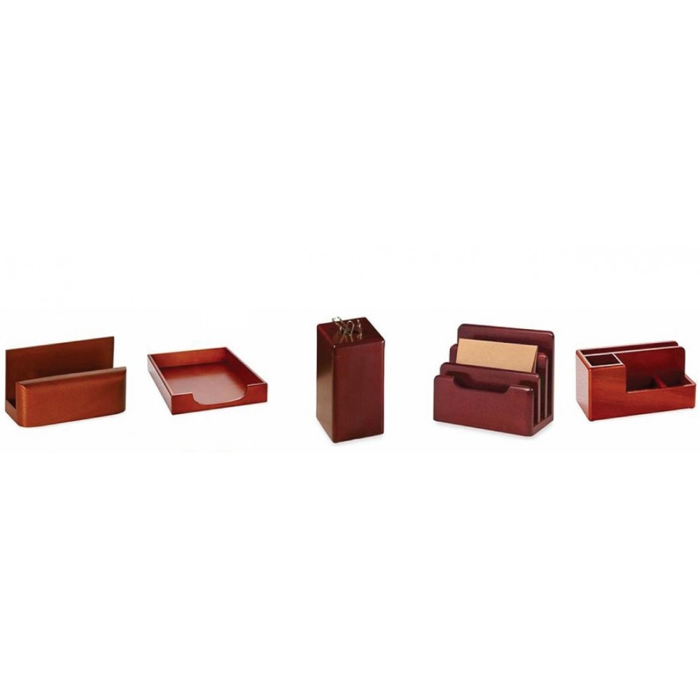 Laser-etched 5 Pieces Mahogany Desktop Set Laser-etched 5 Pieces Mahogany Desktop Set