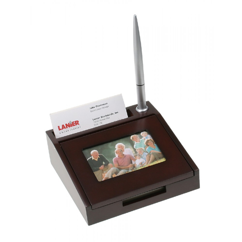 Laser-etched Wooden Note Pad Holder with Pen and Picture Frame (3-1/4" x 2-1/2") Laser-etched Wooden Note Pad Holder with Pen and Picture Frame (3-1/4" x 2-1/2")