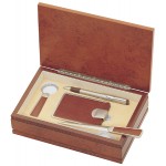 Custom Etched Executive 4-Piece Gift Set w/Brown Leather