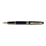 Waterman Expert Fountain Black Lacquer Gold Trim Custom Etched