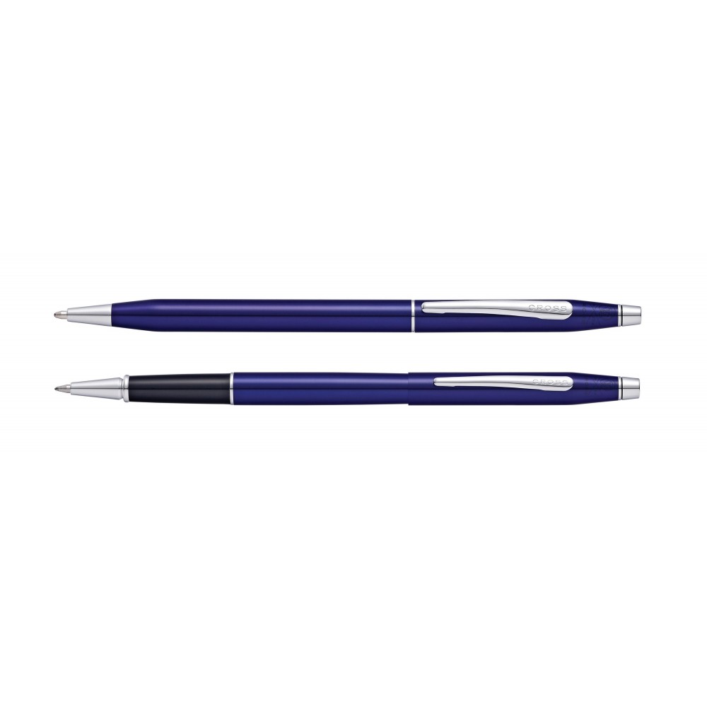 Logo Imprinted Classic Century Translucent Blue Lacquer Ballpoint and Rollerball Gift Set Logo Imprinted Classic Century Translucent Blue Lacquer Ballpoint and Rollerball Gift Set