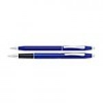 Cross Classic Century Translucent Blue Lacquer Ballpoint and Rollerball Gift Set Logo Imprinted