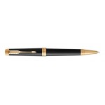 Laser-etched Parker Premier Black Lacquer Ballpoint Pen with Gold Trim