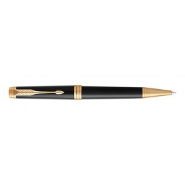 Laser-etched Parker Premier Black Lacquer Ballpoint Pen with Gold Trim