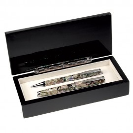 Mother of Pearl Ball Pen and Roller Ball Pen Set Logo Imprinted  Mother of Pearl Ball Pen and Roller Ball Pen Set Logo Imprinted