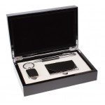 Custom Etched Carbon Fiber Finish Pen, Card Case and Key Chain Gift Set