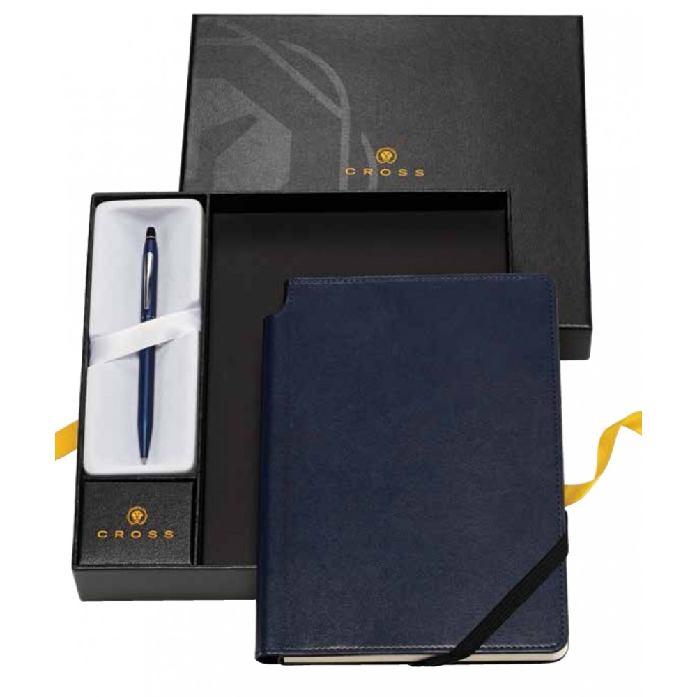 Classic Century Chrome Ballpoint Pen & Classic Black Journal Gift Set Laser-etched Classic Century Chrome Ballpoint Pen & Classic Black Journal Gift Set Laser-etched