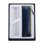Laser-etched Century Chrome Rollerball Pen w/ Midnight Blue ZIP Pouch