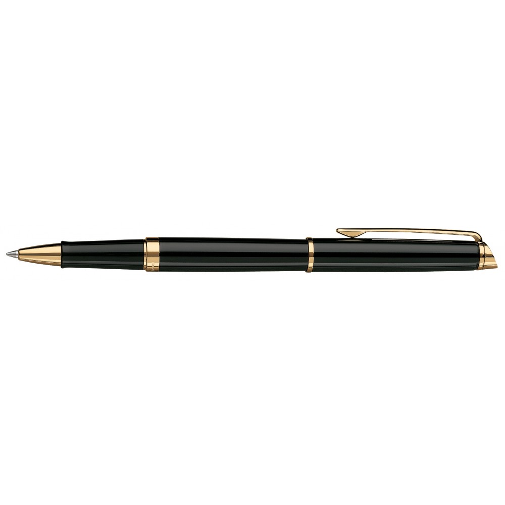 Laser-etched Waterman Hemisphere Roller Ball Black Lacquer Gold Trim Laser-etched Waterman Hemisphere Roller Ball Black Lacquer Gold Trim