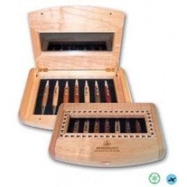 Laser-etched CEO 7 Day Pen Set In Inlaid Maple Box  Laser-etched CEO 7 Day Pen Set In Inlaid Maple Box