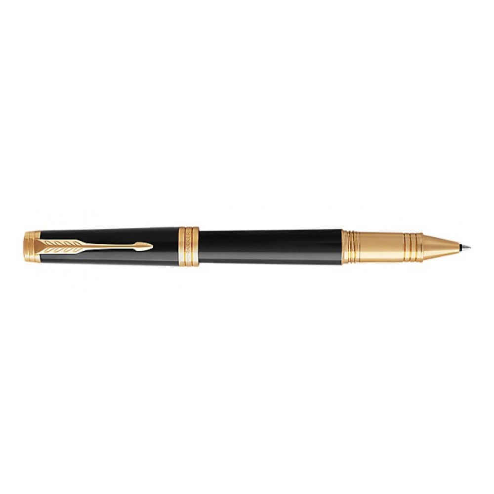 Laser-etched Parker Premier Deep Black Lacquer Rollerball with Gold Trim Laser-etched Parker Premier Deep Black Lacquer Rollerball with Gold Trim