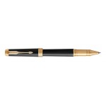 Laser-etched Parker Premier Deep Black Lacquer Rollerball with Gold Trim