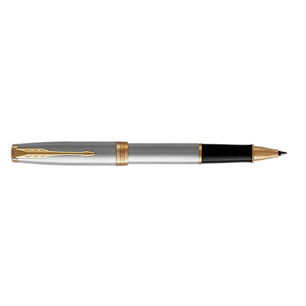 Parker Sonnet Stainless Steel Rollerball Pen With Gold Trim Laser-etched Parker Sonnet Stainless Steel Rollerball Pen With Gold Trim Laser-etched