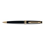 Waterman Expert Ballponit Black Lacquer Gold Trim Laser-etched