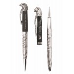 Custom Etched Eagle Bust Twist Action Ballpoint Pen & Rollerball Pen Gift Set