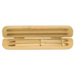 Custom Etched Maple Wooden Pen Case with 2 Maple Pens Set