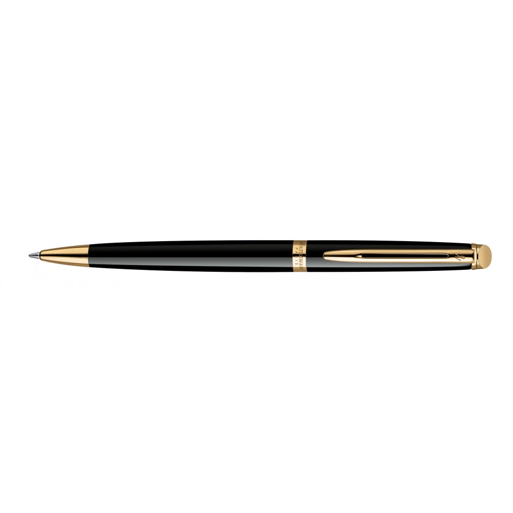 Waterman Hemisphere Ball Pen Black Lacquer Gold Trim Laser-etched Waterman Hemisphere Ball Pen Black Lacquer Gold Trim Laser-etched