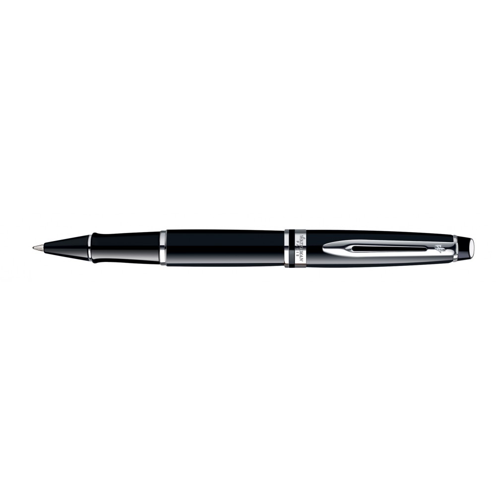 Logo Imprinted Waterman Expert Rollerball Black Lacquer Chrome Trim Logo Imprinted Waterman Expert Rollerball Black Lacquer Chrome Trim