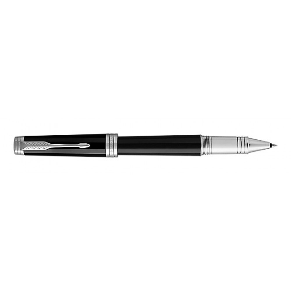Parker Premier Deep Black Lacquer Rollerball with Chrome Trim Laser-etched