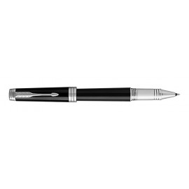 Parker Premier Deep Black Lacquer Rollerball with Chrome Trim Laser-etched