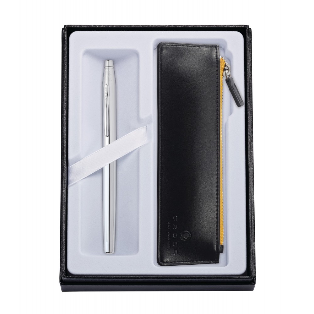 Century Chrome Rollerball Pen w/ Classic Black ZIP Pouch Laser-etched Century Chrome Rollerball Pen w/ Classic Black ZIP Pouch Laser-etched