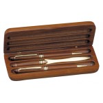 Laser-etched 3 Piece Rosewood Pen, Pencil & Letter Opener Set in Rosewood Box