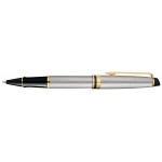 Custom Etched Waterman Expert Rollerball Stainless Steel Gold Trim