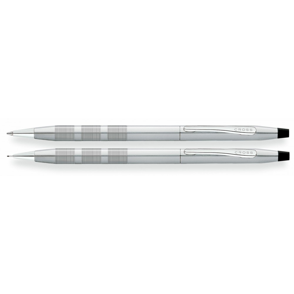 Cross Classic Century Satin Chrome Ball Pen/ Pencil Set Custom Etched Cross Classic Century Satin Chrome Ball Pen/ Pencil Set Custom Etched