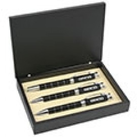 Silver Finish Circular Design Ballpoint and Roller Ball Pen and Pencil Set Laser-etched  Silver Finish Circular Design Ballpoint and Roller Ball Pen and Pencil Set Laser-etched