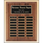 Personalized American Walnut Perpetual Plaque w/24 Black Brass Plates & Squared Corners (12"x 15")