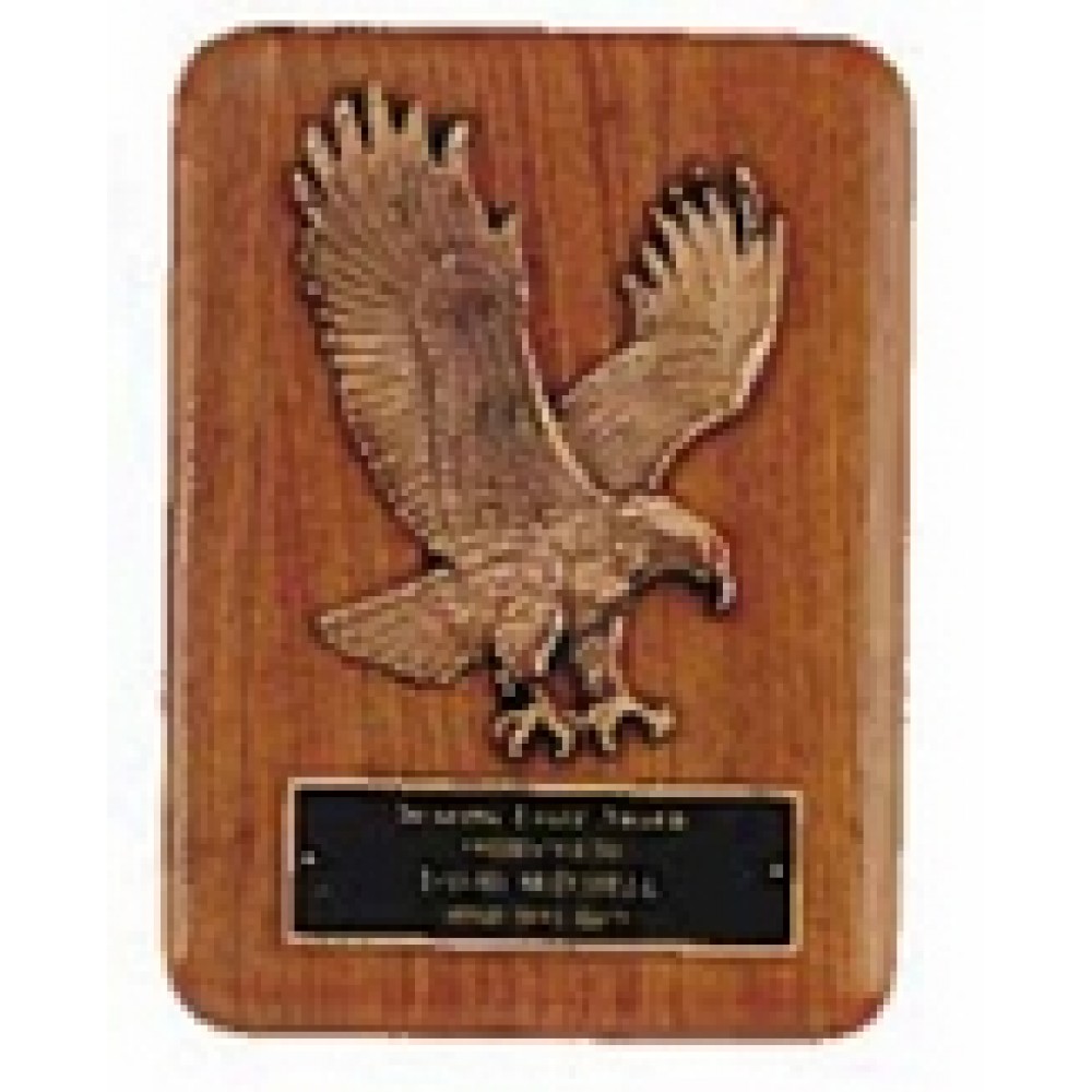 American Walnut Plaque w/Sculptured Relief Eagle Casting (7"x 9") with Logo