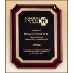 High Gloss Rosewood Stained Plaque w/Gold Florentine Border Plate (9"x 12") with Logo