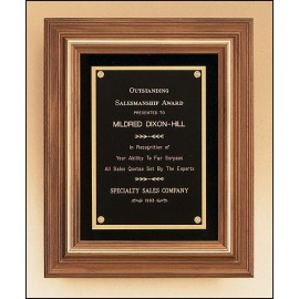 Airflyte American Walnut Plaque w/Gold Trim & Black Velour Background (12"x 14") with Logo  Airflyte American Walnut Plaque w/Gold Trim & Black Velour Background (12"x 14") with Logo