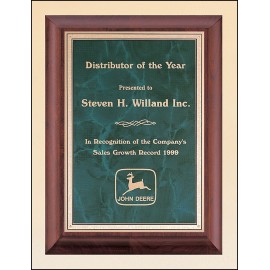 Custom Airflyte Cherry Finish Plaque w/Emerald Marble Plate (7"x 9")