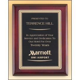 Airflyte Rosewood Piano-Finish Plaque w/Black Brass Plate & Solid Border (10.5"x 13") with Logo