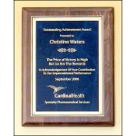 Airflyte Walnut Piano-Finish Plaque w/Sapphire Blue Marble Plate & Squared Corner (8"x 10.5") with Logo