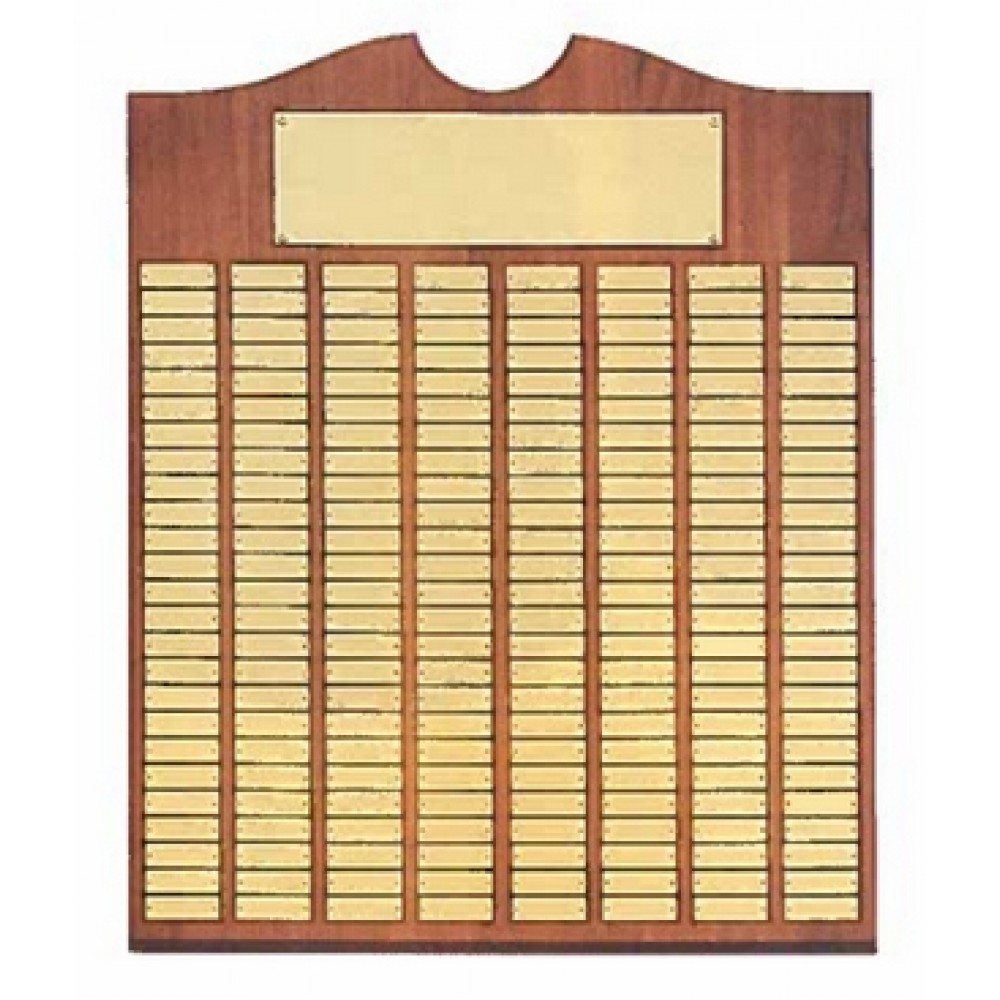 Personalized Airflyte Roster Series American Walnut Plaque w/72 Brushed Brass Plates & Top Notch