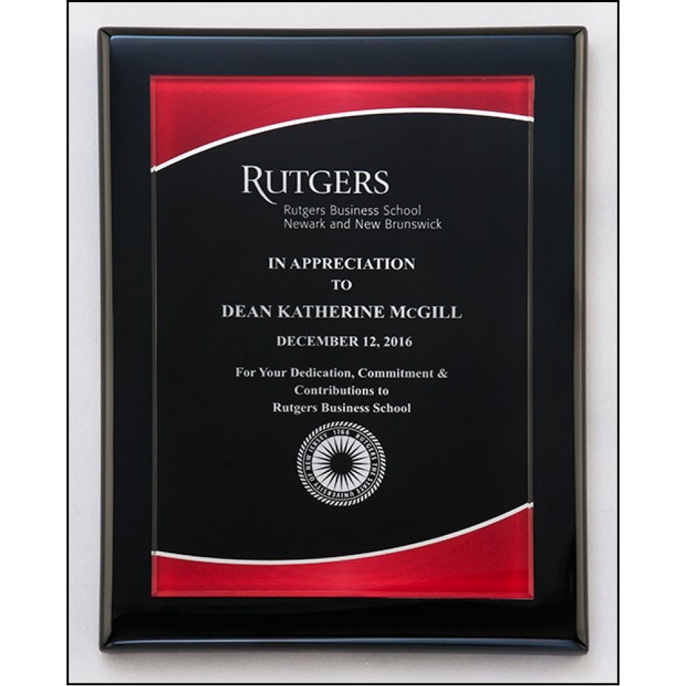 Promotional Airflyte Black Piano-Finish Plaque w/Acrylic Plate & Red Border (9"x 12")