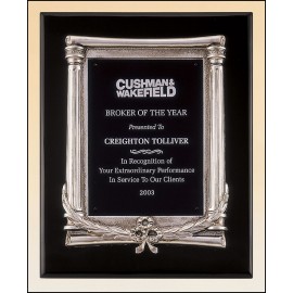 Personalized Airflyte Black Stained Piano-Finish Plaque w/Antique Silver Finished Frame Casting & Aluminum Plate