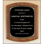 Customized American Walnut Plaque w/Black Brass Plate, Rounded Edges & Printed Border (8.5"x 10")