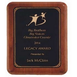 Custom American Walnut Plaque w/Black Plate & Gold Border (10.5"x 13")