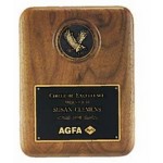 American Walnut Plaque w/Finely Detailed Eagle Medallion (8"x 10.5") with Logo