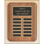 Logo Branded American Walnut Perpetual Plaque w/24 Black Brass Plates & Rounded Corners (11"x 15")